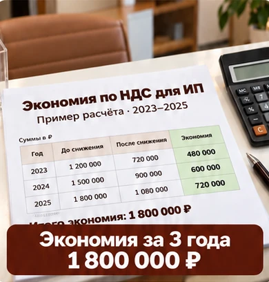 Пример расчёта экономии по НДС за 2023–2025 годы